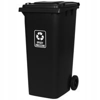 KOSZ ŚMIETNIK KUBEŁ NA ŚMIECI ODPADY ZMIESZANE 240L CZARNY ZBIORNIK NA WODE