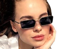 Okulary Prostokątne Pilotki Przeciwsłoneczne Metal