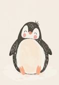 Plakat 70x100cm Wzory dla Dzieci, Dziewczynki i Chłopca - Pingwin 2
