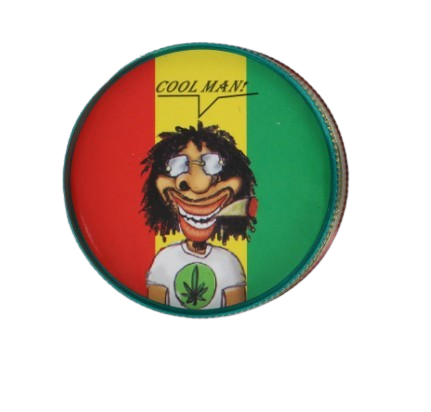 Grinder Młynek do Suszu Tytoniu Suszu CBD „Cool Man” – portret na tle rasta na Arena.pl