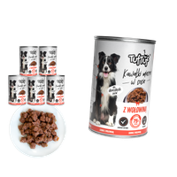 MOKRA KARMA DLA PSA TufTuf puszka kawałki mięsne z wołowiną ZESTAW 6x415g