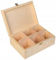 Drewniana SZKATUŁKA PUDEŁKO ORGANIZER HERBATĘ biżuterię POJEMNIK
