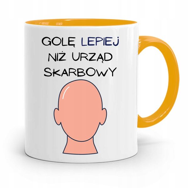 Kubek Żółty Fryzjera Gole Lepiej Niż Urząd Prezent Z Nadrukiem Ze Zdjęciem zdjęcie 1