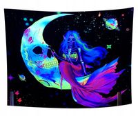 Dekoracja ŚCIENNA UV Fluorescencyjny GOBELIN ODBLASK 150cm XL Księżyc