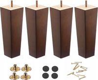 4X DREWNIANE NÓŻKI MEBLOWE WYSOKOŚĆ 20 X 7 CM BRĄZOWE STYL MID CENTURY
