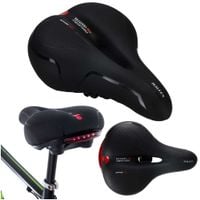 Siodełko Rowerowe Męskie Wygodne Sportowe Szerokie Pianka Lampka LED Czarne