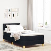 Łóżko Box Spring z materacem Czarne 90x200 cm Tkanina