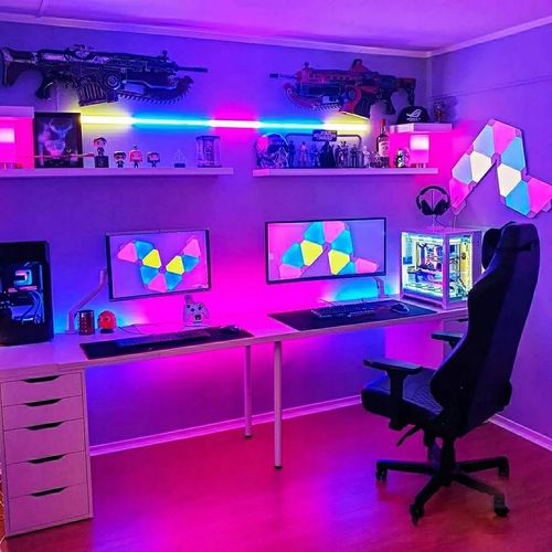 TAŚMA LED RGB KOLOROWA 5M WODOODPORNA PASEK 5050 ZESTAW NA BIURKO + PILOT na Arena.pl