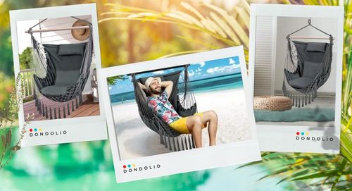 Hamak Huśtawka Fotel Wiszący Brazylijski Ogrodowy Bujany + 3 poduszki BOHO na Arena.pl