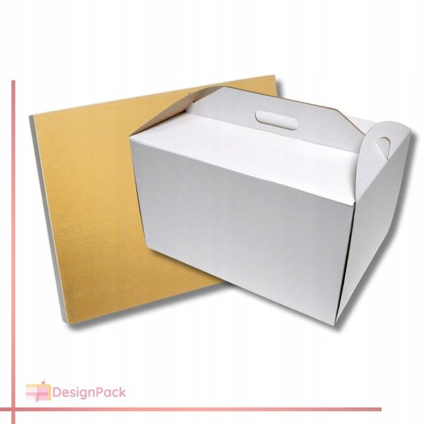 Pudełko pod tort komunijny 42x32x25 podkład pod tort złoty 40x30 na Komunię zdjęcie 7