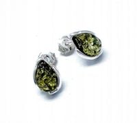 SREBRNE KOLCZYKI Z ZIELONYM BURSZTYNEM