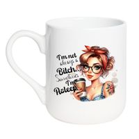 KUBEK "I'M NOT ALWAYS BITCH. SOMETIMES I'M ASLEEP" Wzór - Elegant Biały 330 ml