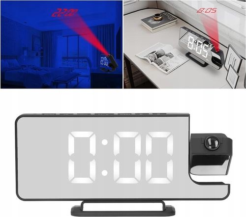 BUDZIK ZEGAR ELEKTRONICZNY GŁOŚNY Z PROJEKTOREM LED STOJĄCY CYFROWY DATA na Arena.pl