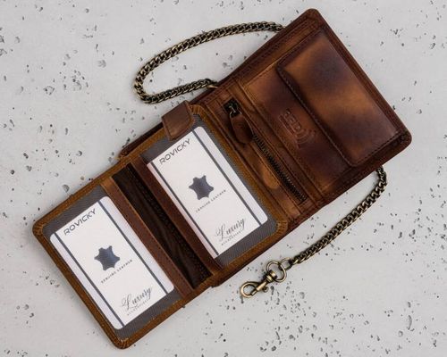 duży, skórzany portfel męski z łańcuszkiem na Arena.pl