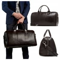 Torba Podróżna Na Ramię Skórzana Do Ręki Bagaż Podręczny Brodrene Brązowy