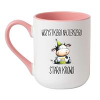 KUBEK "WSZYSTKIEGO NAJLEPSZEGO STARA KROWO" Wzór - Elegant Coffee Różowy 330 ml