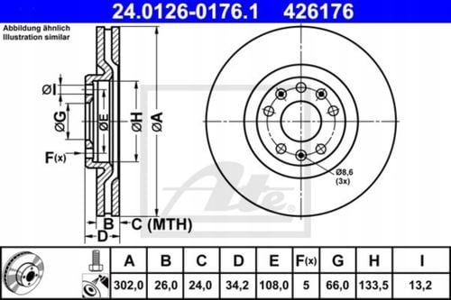 TARCZA HAM PRZOD 302X26 V ATE na Arena.pl