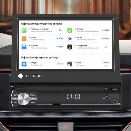 RADIO SAMOCHODOWE 1 DIN ANDROID 13 GPS USB WIFI DAB+ WYSUWANY AUX CARPLAY na Arena.pl