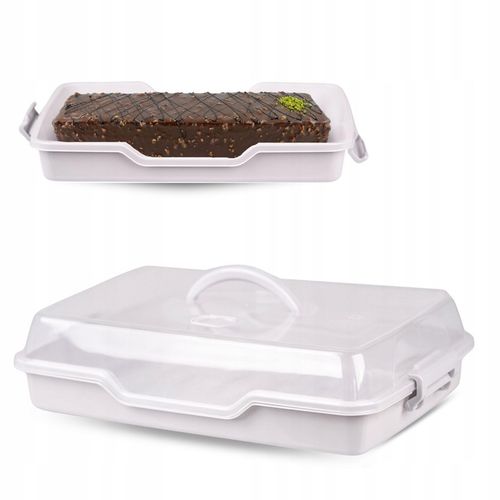 POJEMNIK PLASTIKOWY NA CIASTO WYPIEKI TORT PUDEŁKO Z POKRYWĄ i UCHWYT na Arena.pl