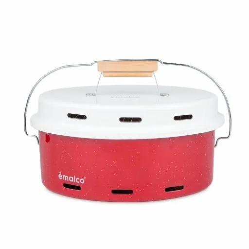 Grill emaliowany czerwony nakrap. Emalco |Barbeque zdjęcie 4