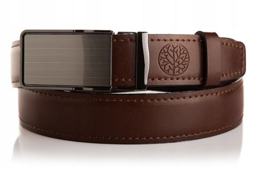 Pasek skórzany męski Betlewski brązowy klamra automat prezent + certyfikat na Arena.pl