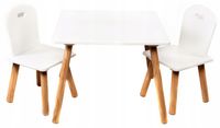 ZESTAW STOLIK + 2 KRZESEŁKA KRZESŁA STÓŁ BIAŁY DREWNIANY DLA DZIECI MEBELKI