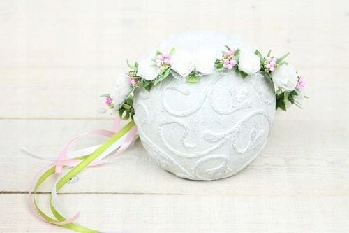 Wianek komunijny styl boho RÓŻOWY komunia różyczki na Arena.pl