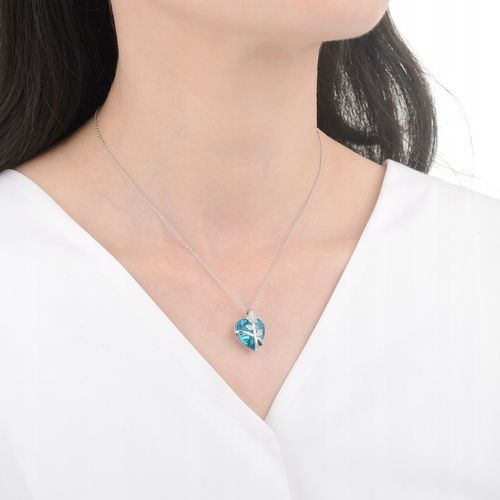 NASZYJNIK SREBRNY ŁAŃCUSZEK DAMSKI Z ZAWIESZKĄ SERCE RÓŻA SREBRO PRÓBA 925 na Arena.pl