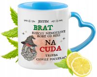 Dla Brata Kubek Błękitny Z Uszkiem W Kształcie Serca Na Prezent Z Nadrukiem