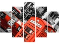 105CM 150CM OBRAZ 5 ELEM LONDYN CZERWONA BUDKA TELEFONICZNA DRUK