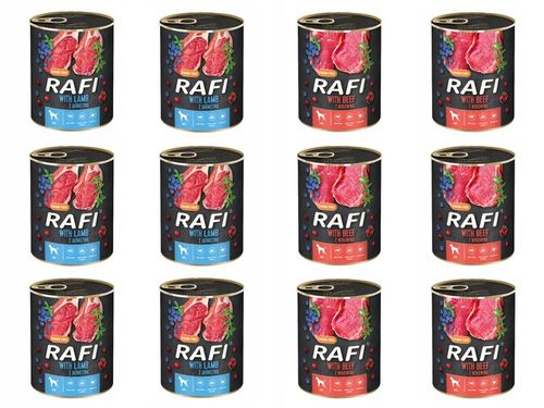 MIX KARMY DLA PSA RAFI 800G 6x WOŁOWINA 6x JAGNIĘCINA na Arena.pl