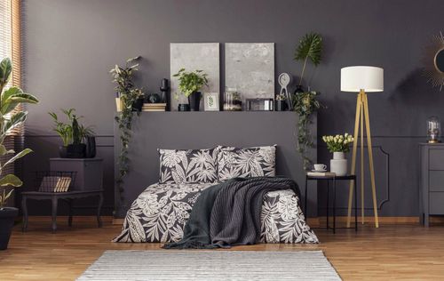 Lampa podłogowa MIAMI abażur granatowy stelaż dębowy na Arena.pl