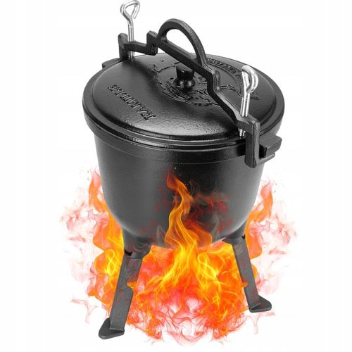 KOCIOŁEK MYŚLIWSKI ŻELIWNY EMALIOWANY GARNEK STOJĄCY NA OGNISKO 10L na Arena.pl