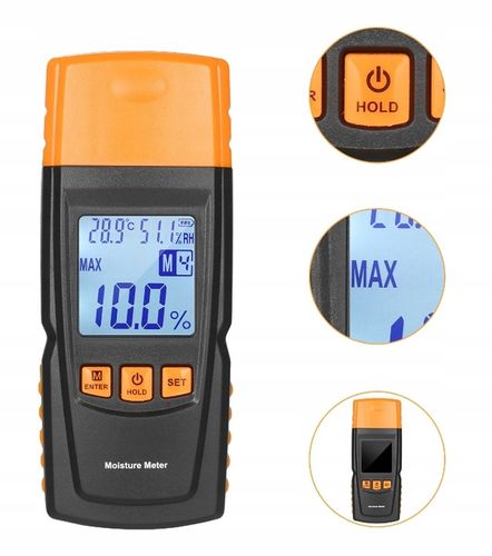 WILGOTNOŚCIOMIERZ MIERNIK WILGOTNOŚCI DO DREWNA 4 GRUPY POMIARU 9V+ BATERIE na Arena.pl