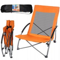 Krzesło turystyczne składane kempingowe z oparciem plażowe z pokrowcem P