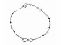 SREBRNA BRANSOLETKA TURKUSOWE KORALIKI NIESKOŃCZONOŚC INFINITY