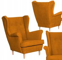 Fotel uszak skandynawski welur Hunter Family Meble musztardowy
