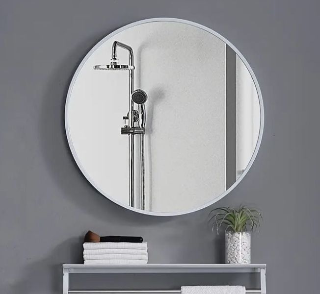 Lustro LOFT FI80cm białe ścienne okrągłe łazienkowe do salonu sypialni loftowe Industrialne minimalistyczne zdjęcie 5