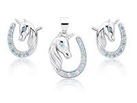 Delikatny rodowany srebrny komplet podkowy jednorożce unicorn cyrkonie srebro 925 Z1729Z_AQW