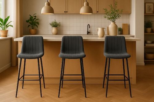 Hoker tapicerowany velvet ciemnoszary H112 krzesło barowe loft na Arena.pl