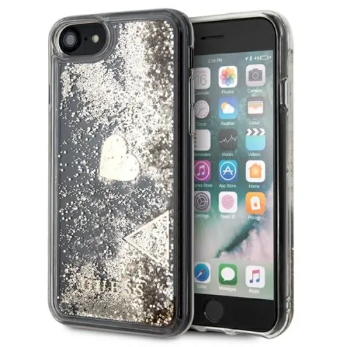 Etui Guess Glitter Charms na iPhone SE 2022 / SE 2020 / 7 / 8 - złote na Arena.pl