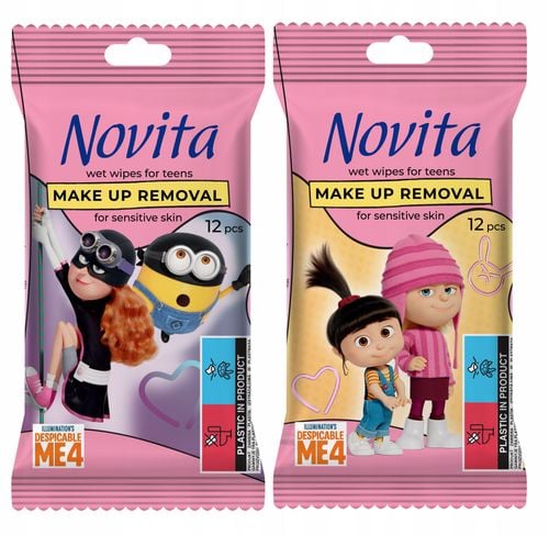 novita minionki chusteczki nawilżane do demakijażu dla nastolatków, 12 szt. na Arena.pl