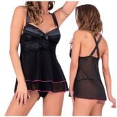 SEKSOWNY KOMPLET TIULOWY KOSZULKA STRINGI S M L