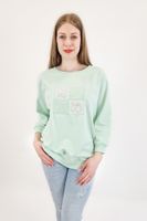 Miętowa Bluza Damska z Aplikacją L/XL