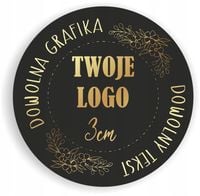 Naklejki ETYKIETY REKLAMOWE + twoje LOGO dowolny nadruk 200 sztuk 3 cm