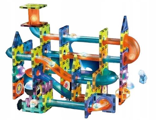 KLOCKI MAGNETYCZNE świecące - tor kulkowy Zestaw XXL 110 el. kulodrom na Arena.pl