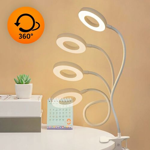 Lampka biurkowa led na biurko dla dzieci z klipsem biała do czytania na Arena.pl