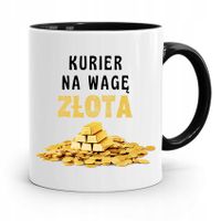 Kubek Czarny Dla Kuriera Na Wagę Złota Prezent Z Nadrukiem Ze Zdjęciem