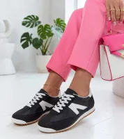 Czarne sneakersy sportowe z białymi elementami Saga 39