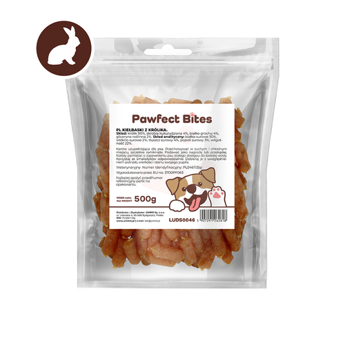 Smaczki dla psa miękkie przysmaki kiełbaski z królika 500g PAWFECT BITES na Arena.pl